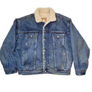 Vintage GAP Jacket Mens XL Denim Trucker Sherpa Lined Work-Force
